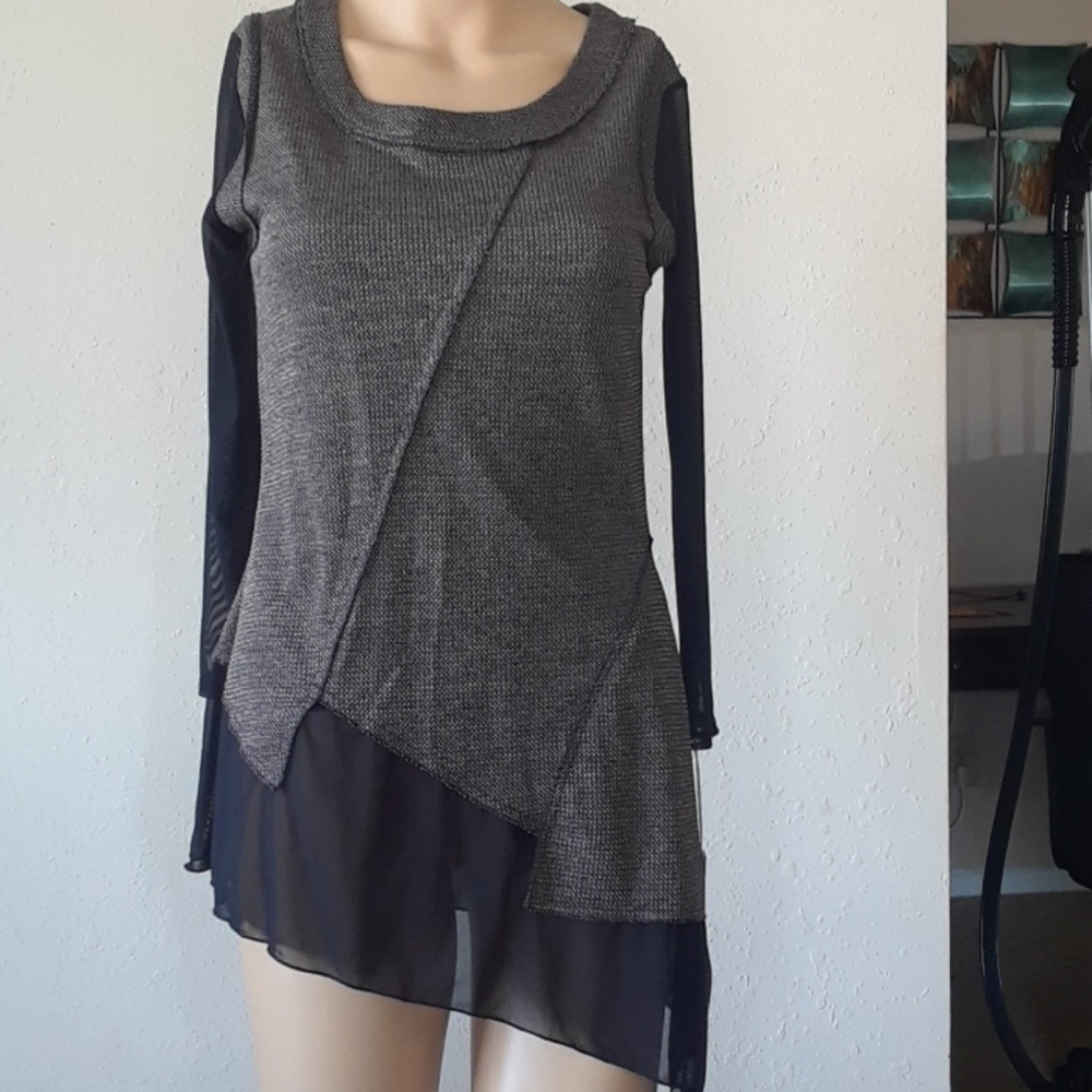 Mesmerize Tunic sheer sleeves and sheer 5" hem